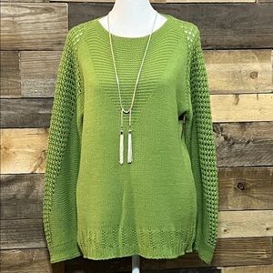 Hopol Womens knit Green Sweater Large 70% acrylic 30% wool
